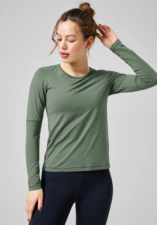 Casall Essential Mesh Detail Long Sleeve - Dusty Green